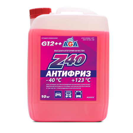 Антифриз (-40) красный (готовый к применению) AGA  10л. AGA003Z
